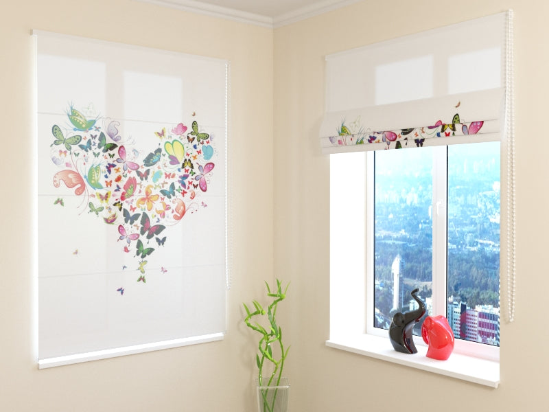 Roman Blind Butterfly Heart