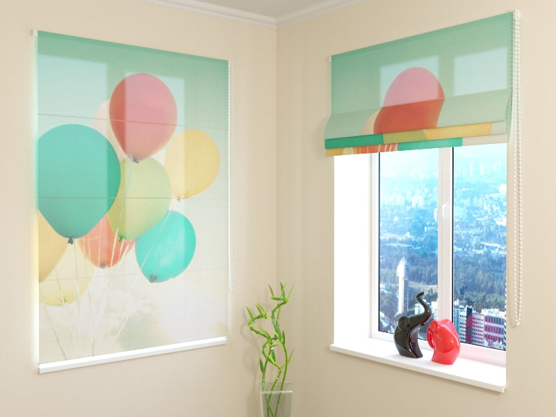 Roman Blind Colorful Balloons in a Sky