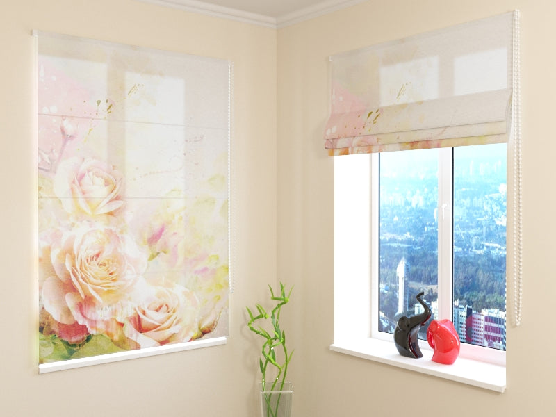 Roman Blind Delicate Watercolor Roses