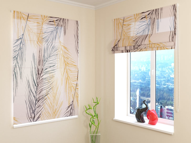 Roman Blind Elegant Art Feathers
