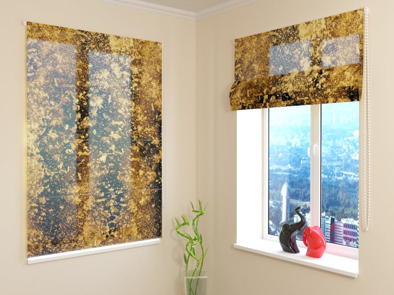 Roman Blind Golden Flakes on Black