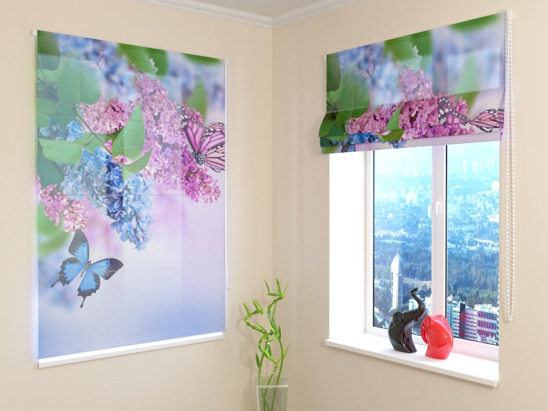 Roman Blind Lilac and Butterflies