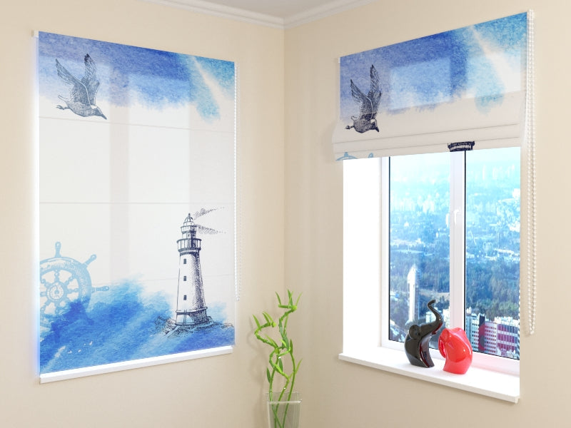 Roman Blind Nautical Watercolor Illustration