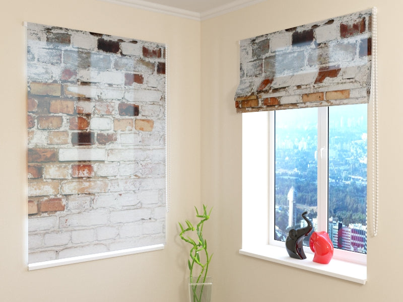 Roman Blind Old White Brick Wall