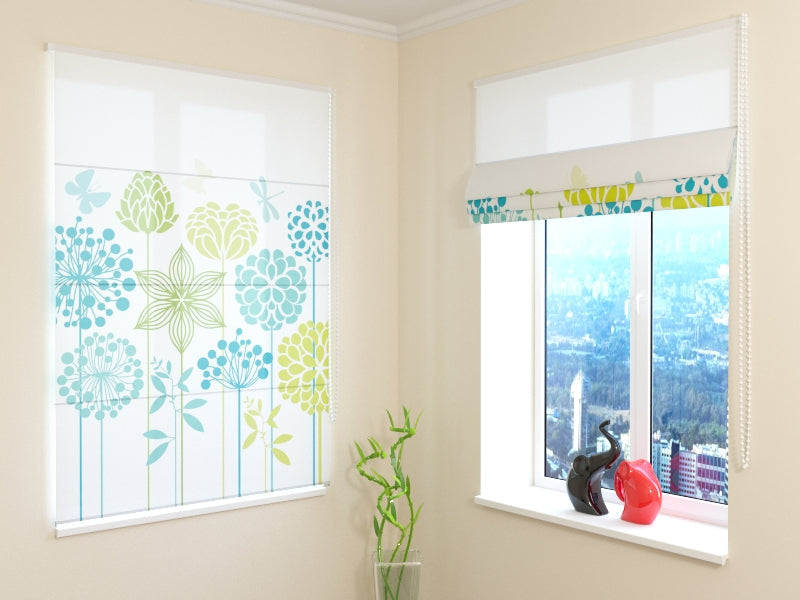 Roman Blind Graphic Flowers