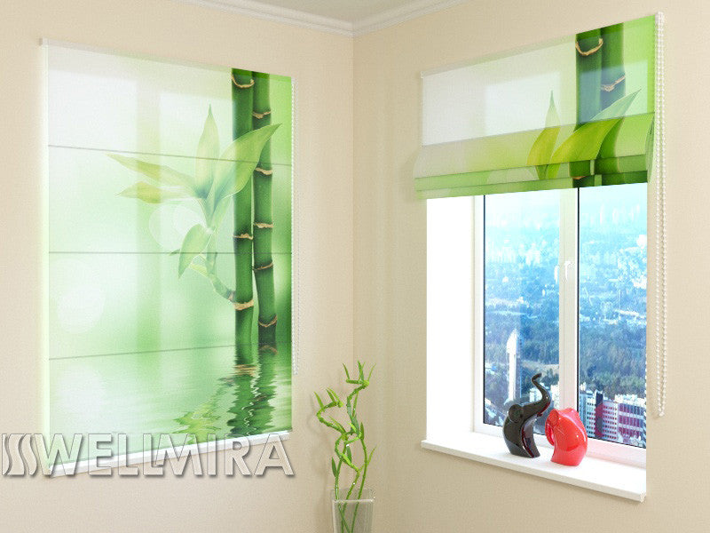 Roman Blind Green Bamboo