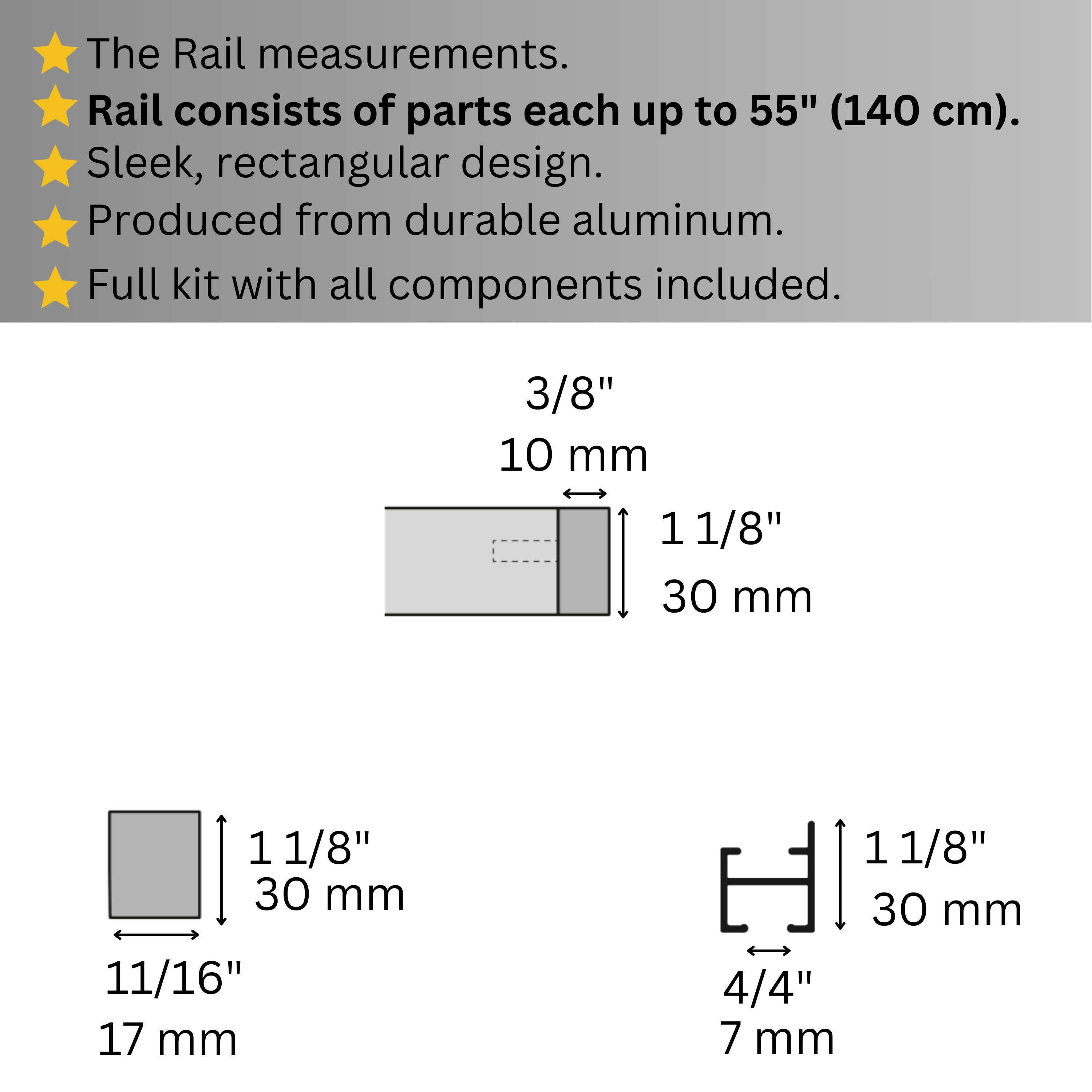 Silver Single Curtain Rail: Custom Sizes, Premium Wall-Mount Heavy-Duty Rail for Curtains, Blinds, and Sheers