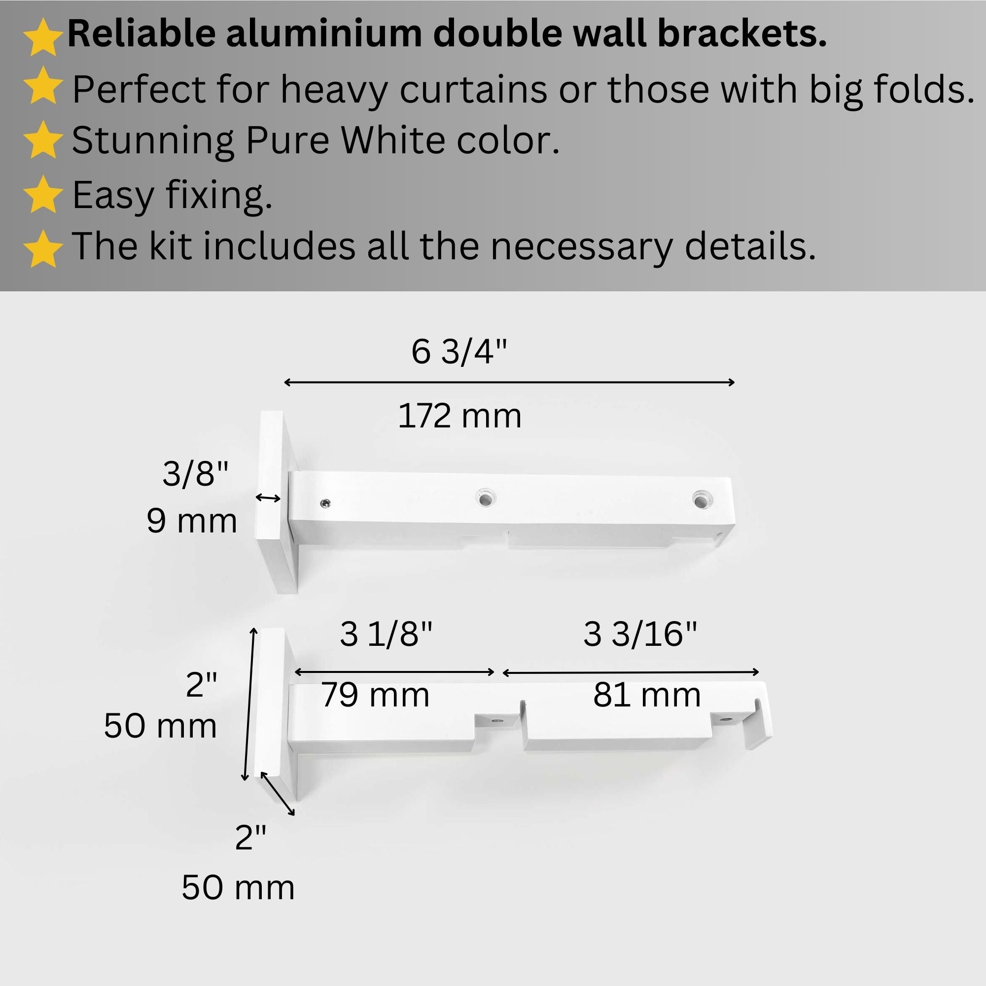 White Double Curtain Rail: Custom Sizes, Decorative 2-track Rail for Curtains, Sheers, and Blinds, Wall-Mount Double Track