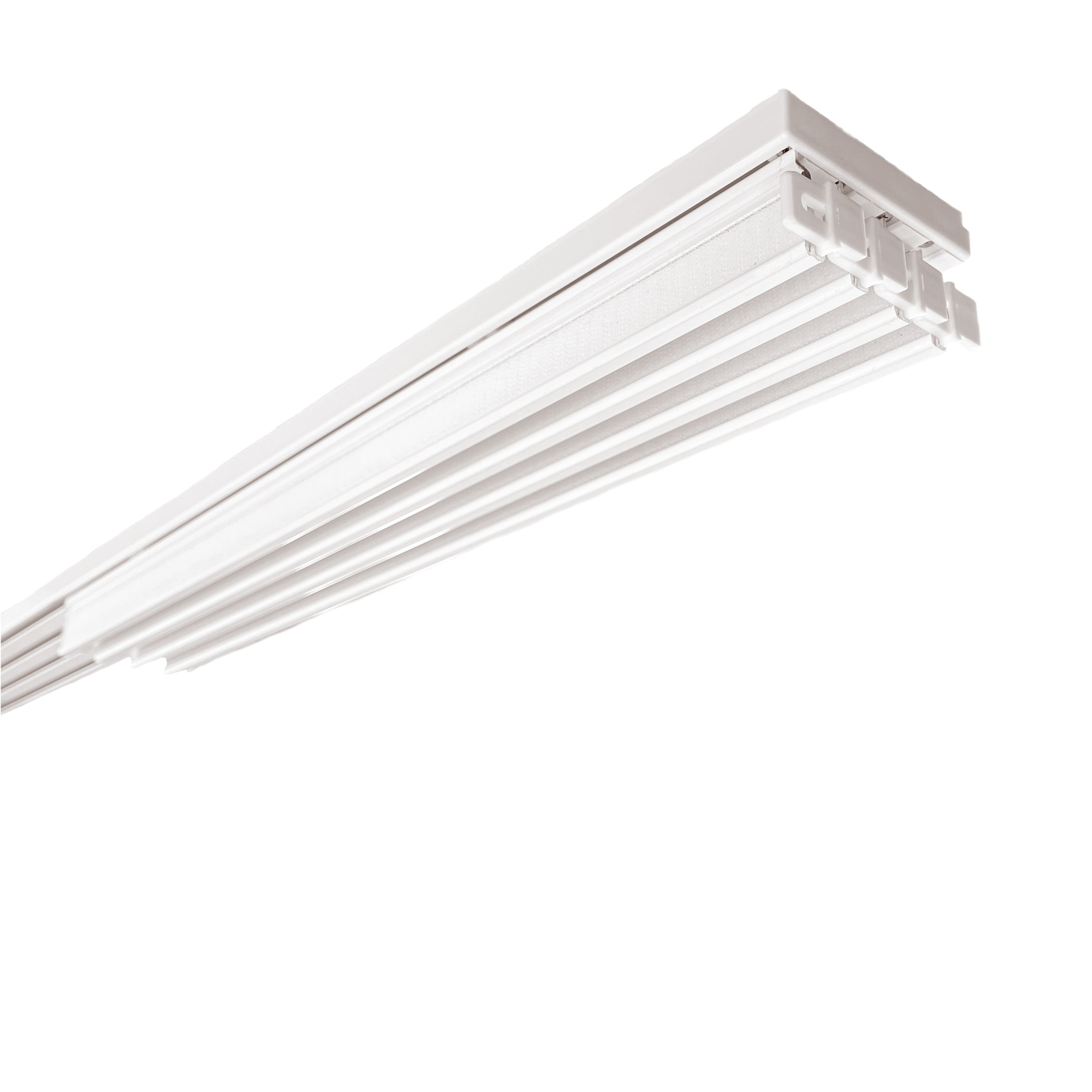 4-Panel Curtains Kit with 4-Track Rail, White Gracefulness, Size: 60x270 cm