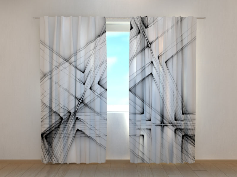 Photo Curtain Abstract Black and White Lines