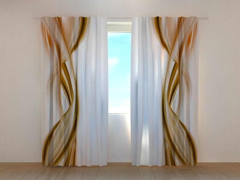 Photo Curtain Abstract Brown Waves