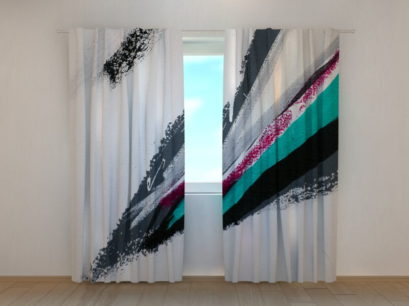 Photo Curtain Abstract Drawing on Canvas