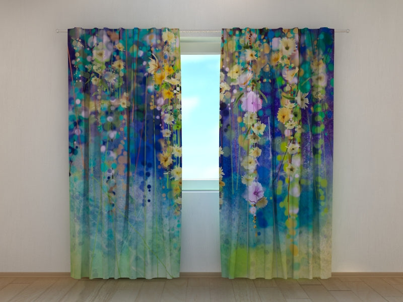 Photo Curtain Abstract Floral Watercolor Painting