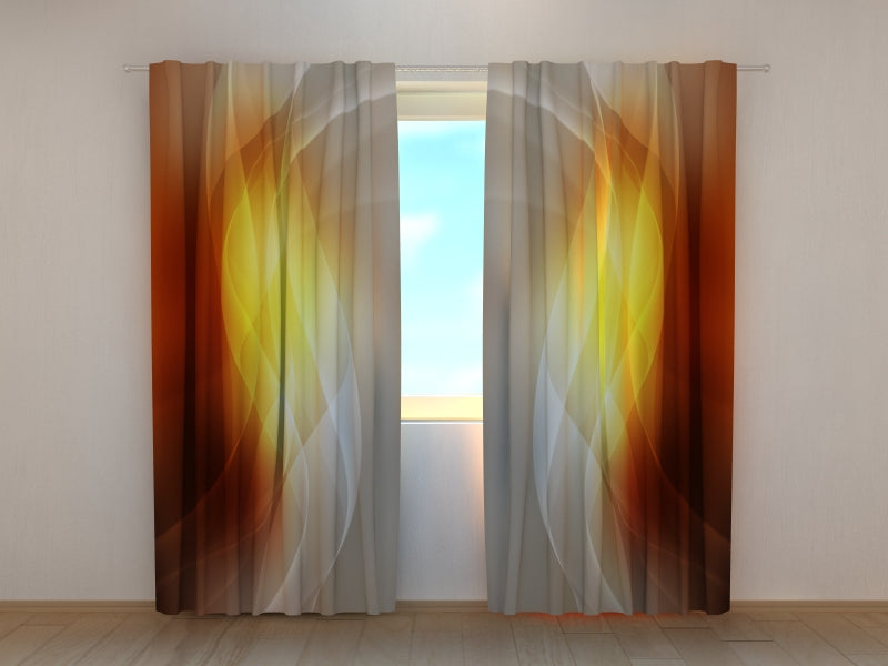 Photo Curtain Abstract Orange Waves