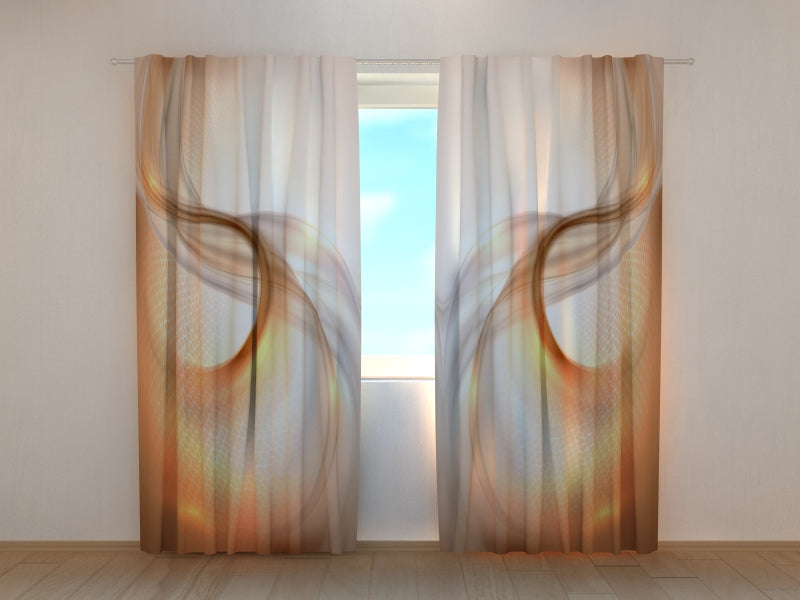 Photo Curtain Abstract Orange Waves 2