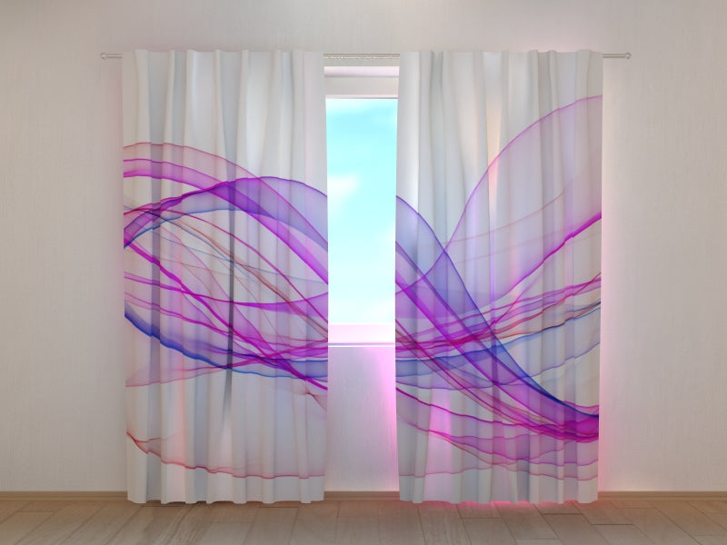 Photo Curtain Abstract Purple Waves