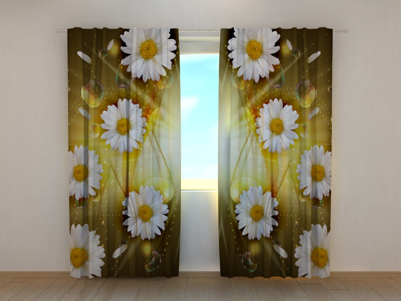 Photo Curtain Abstract Chamomile Flowers