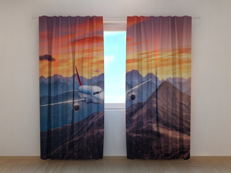 Photo Curtain Airplane over the Mountains
