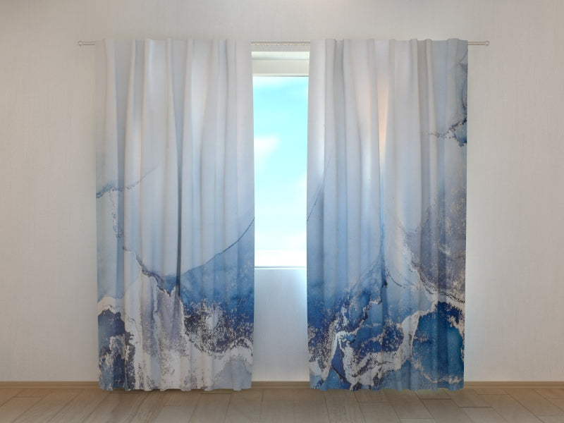 Photo Curtain Amazing Blue Marble with Silver