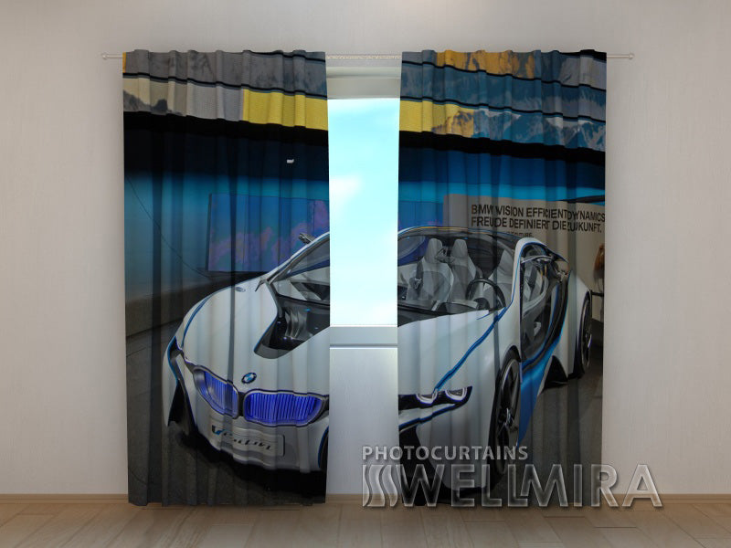 3D Curtain White Supercar - Wellmira