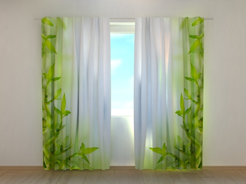 Photo Curtain Bamboo Green Leaves