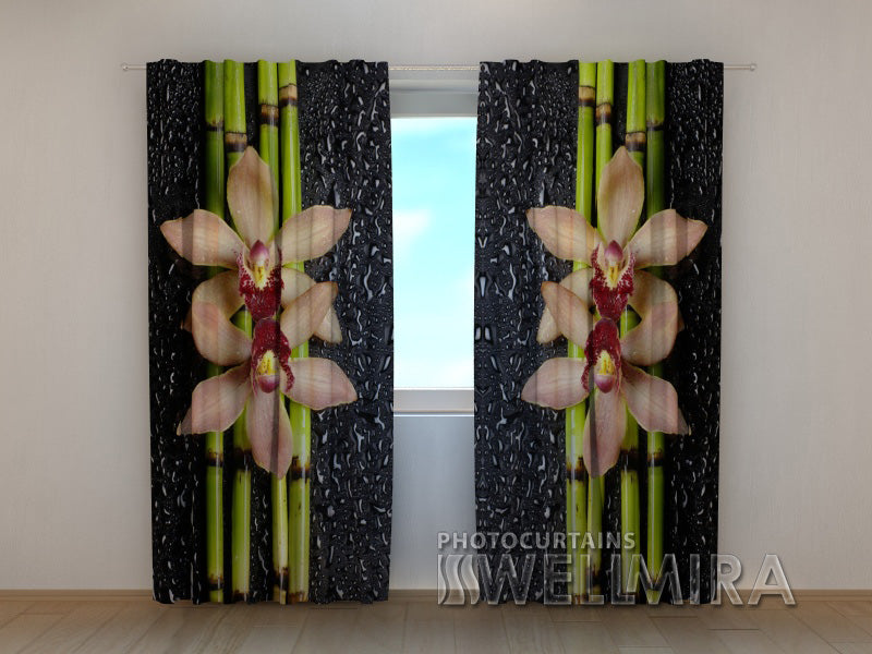 Photocurtain Bamboo, Orchids and Drops - Wellmira