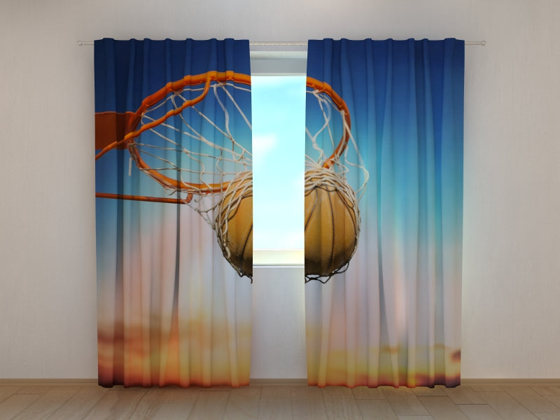 Photo Curtain Basketball Ball in Net