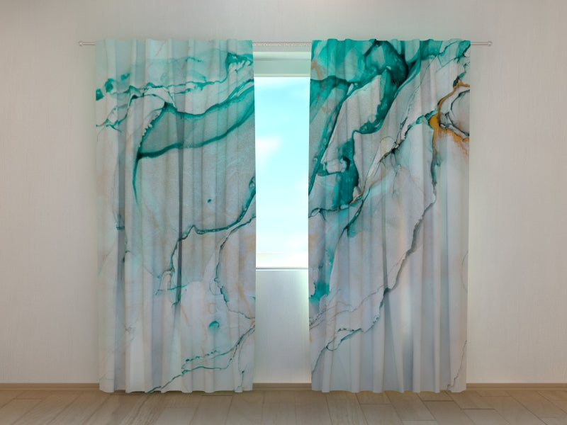 Rideau Photo Belle Abstraction de Couleur Vert-Bleu