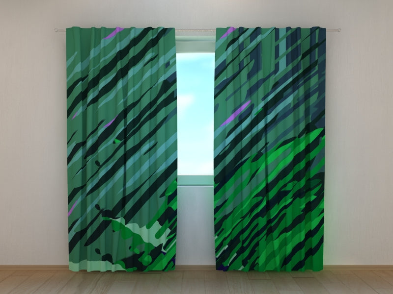 Photo Curtain Beautiful Green Illustration