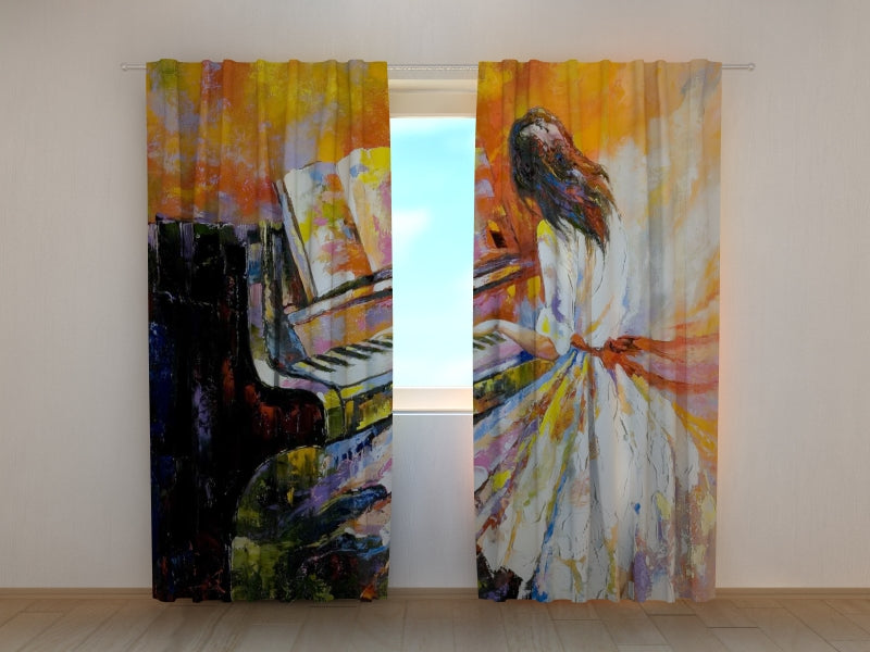 Photo Curtain Beautiful Pianist