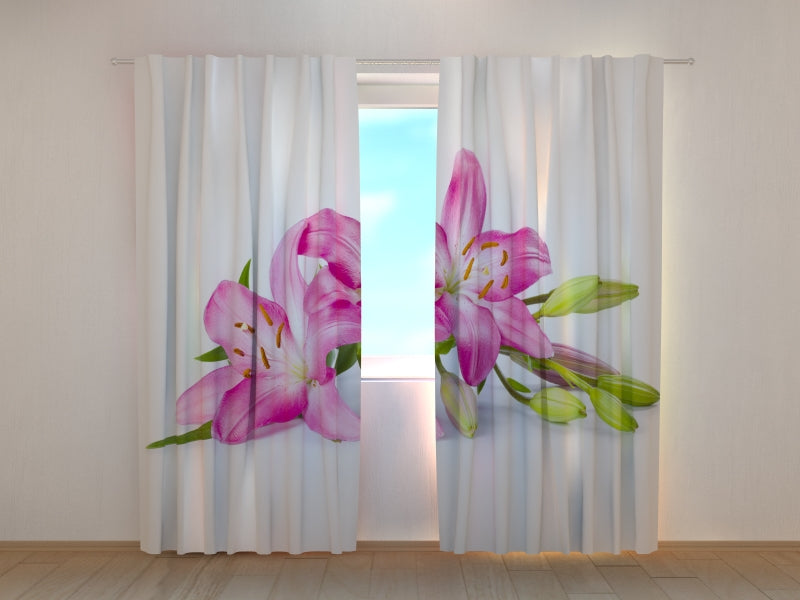 Photo Curtain Big Pink Lilies