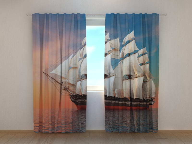 Photo Curtain Big Sailing-ship