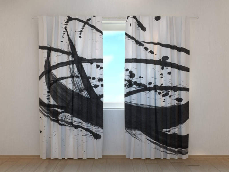 Photo Curtain Black Abstraction