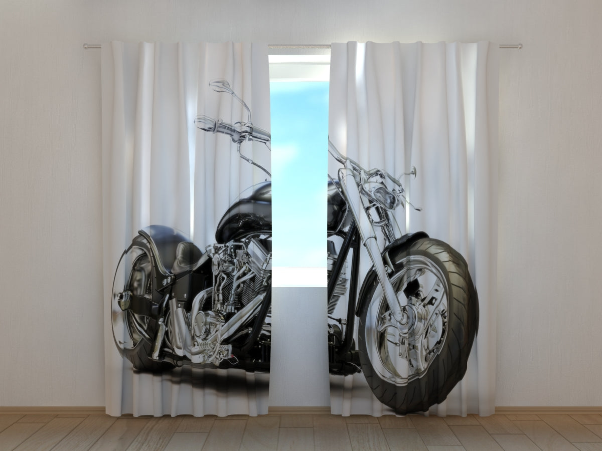 Photo Curtain Black Motorbike - Wellmira