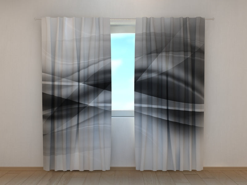 Photo Curtain Black and White Abstractions Waves