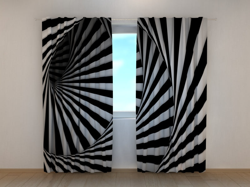 Rideau Photo Spirale Noir et Blanc