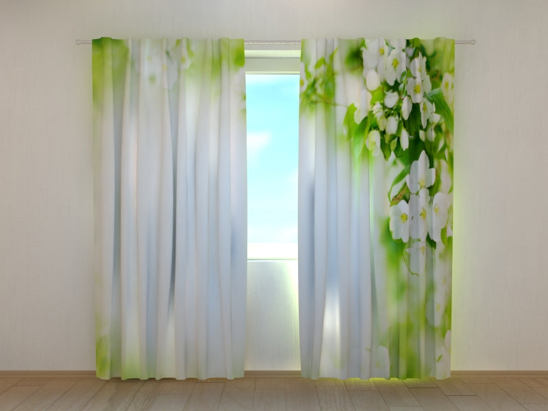 Photo Curtain Blooming Apple Tree Branches