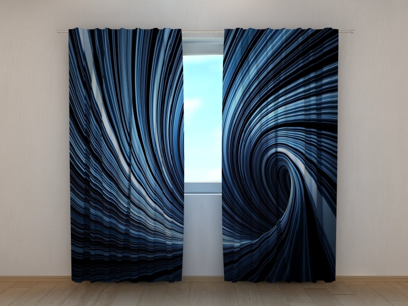 Photo Curtain Blue Abstract Vortex