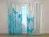 Rideau Photo Bleu Aquarelle Floral et Papillons