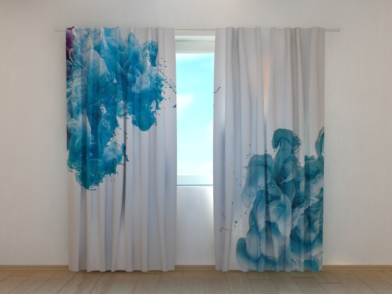 Photo Curtain Blue Splashes of Paint