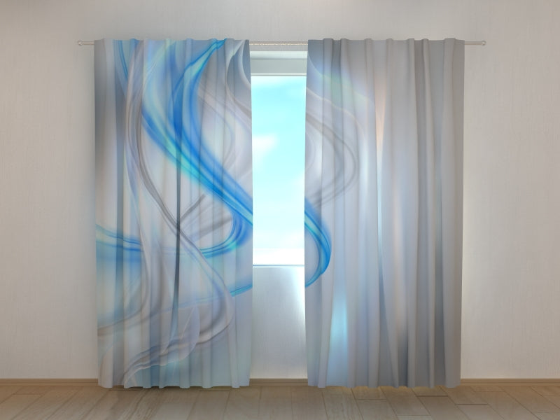 Photo Curtain Blue and Gray Harmony Abstraction