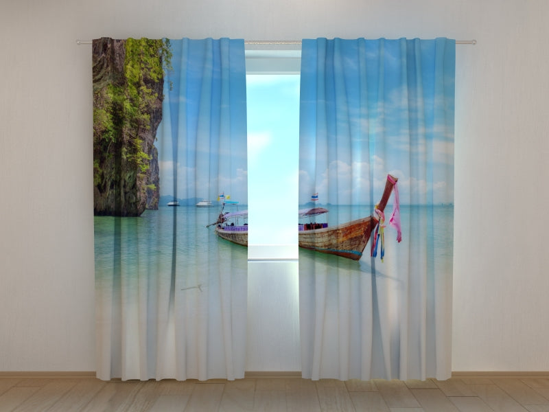 Rideau photo Bateau sur la plage de Thaïlande