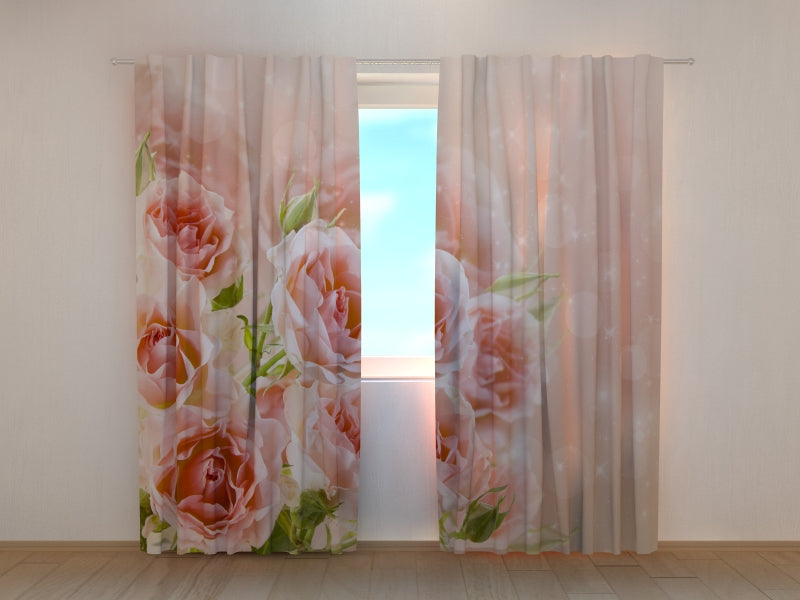 Photo Curtain Bouquet of Delicate Roses