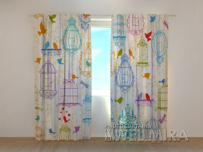 3D Curtain Bright Birdies - Wellmira