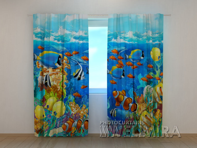 3D Curtain Bright Fishes - Wellmira
