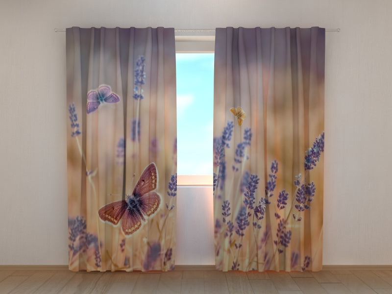 Photo Curtain Butterflies on Lavender
