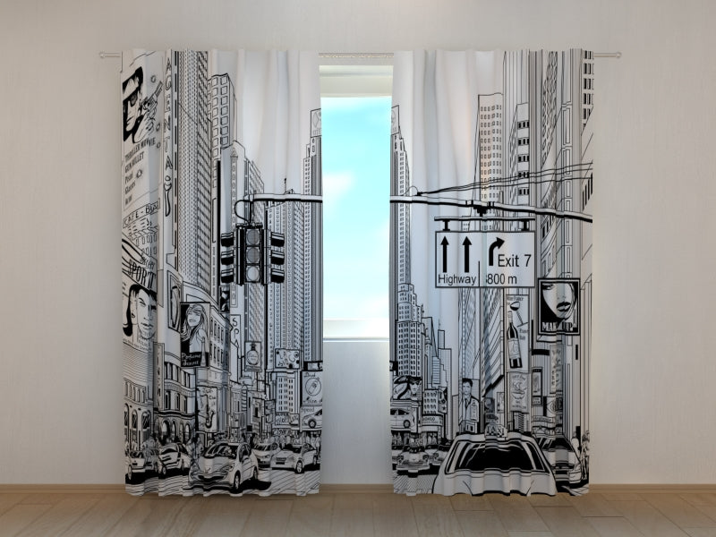 Photo Curtain Cartoon Street of New York