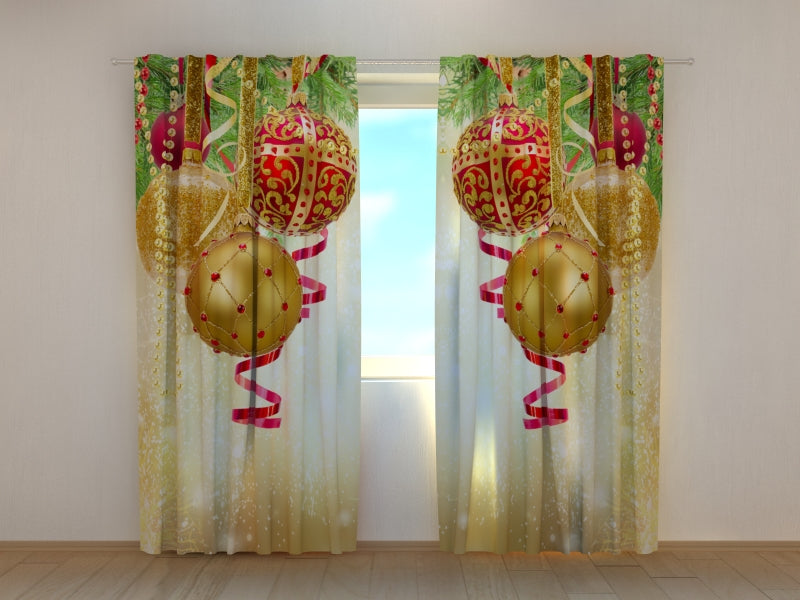 Photo Curtain Christmas Golden Glow
