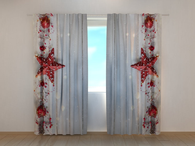 Photo Curtain Christmas Red Star 2