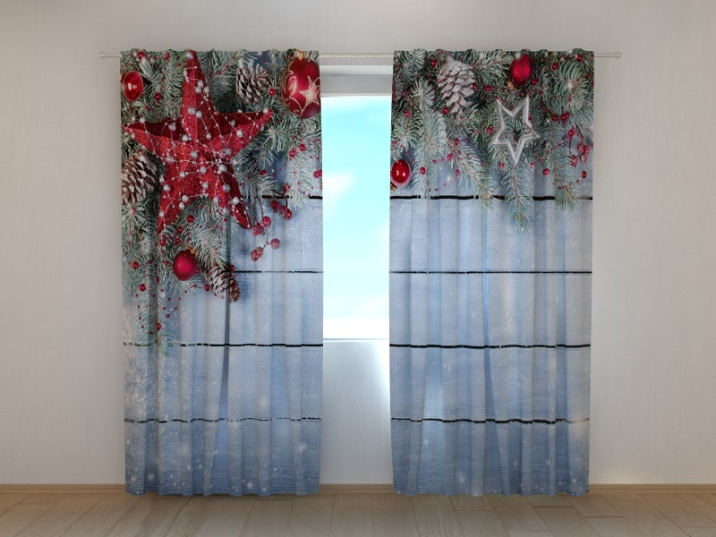 Photo Curtain Christmas Red Star